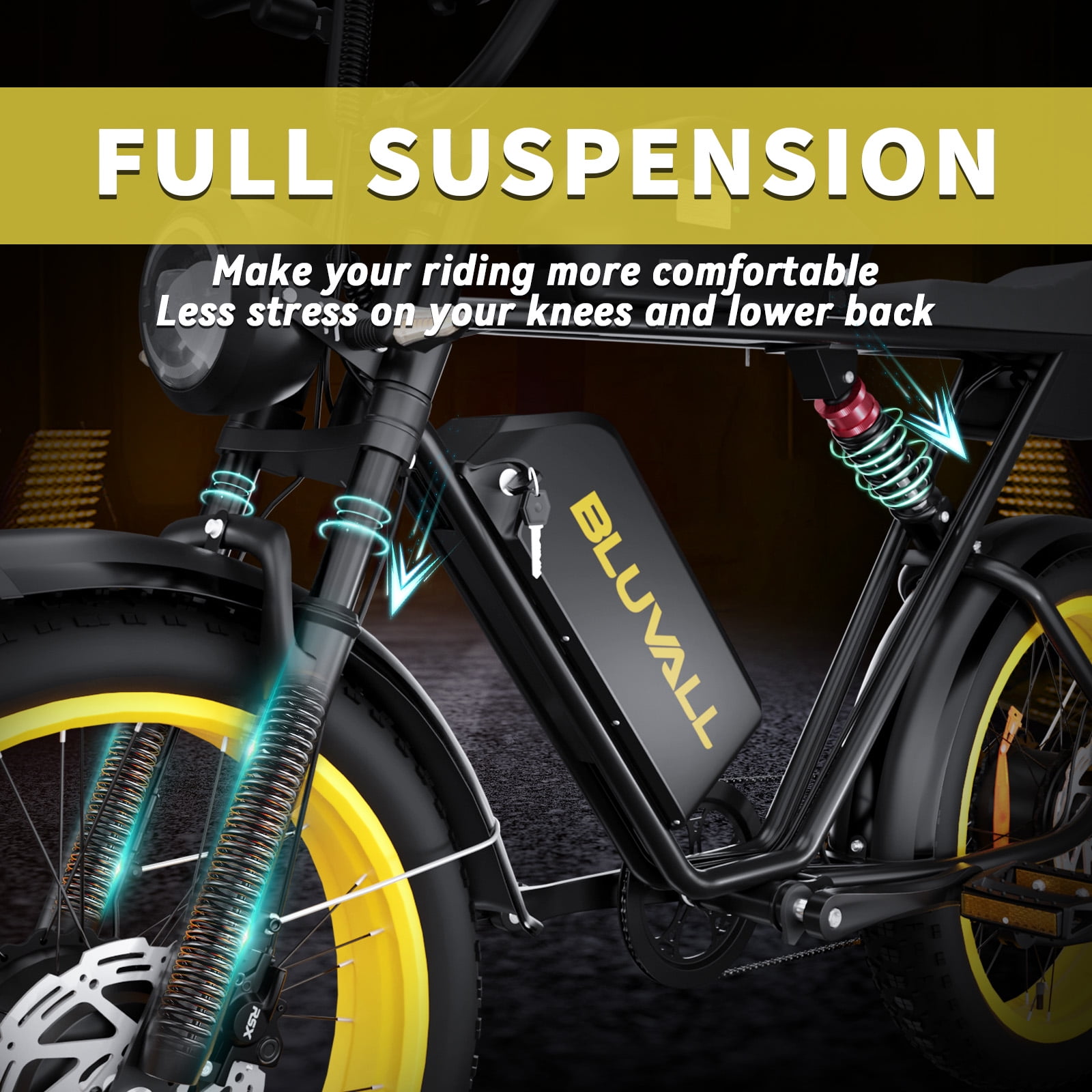 20'' Fat Tire Electric Mountain Bike for Adults, Peak 5000W 52V 46Ah Battery, 120 Miles Long Range, 35MPH High-Speed Ebike, All-Terrain Bicycle with Front Suspension UL2849