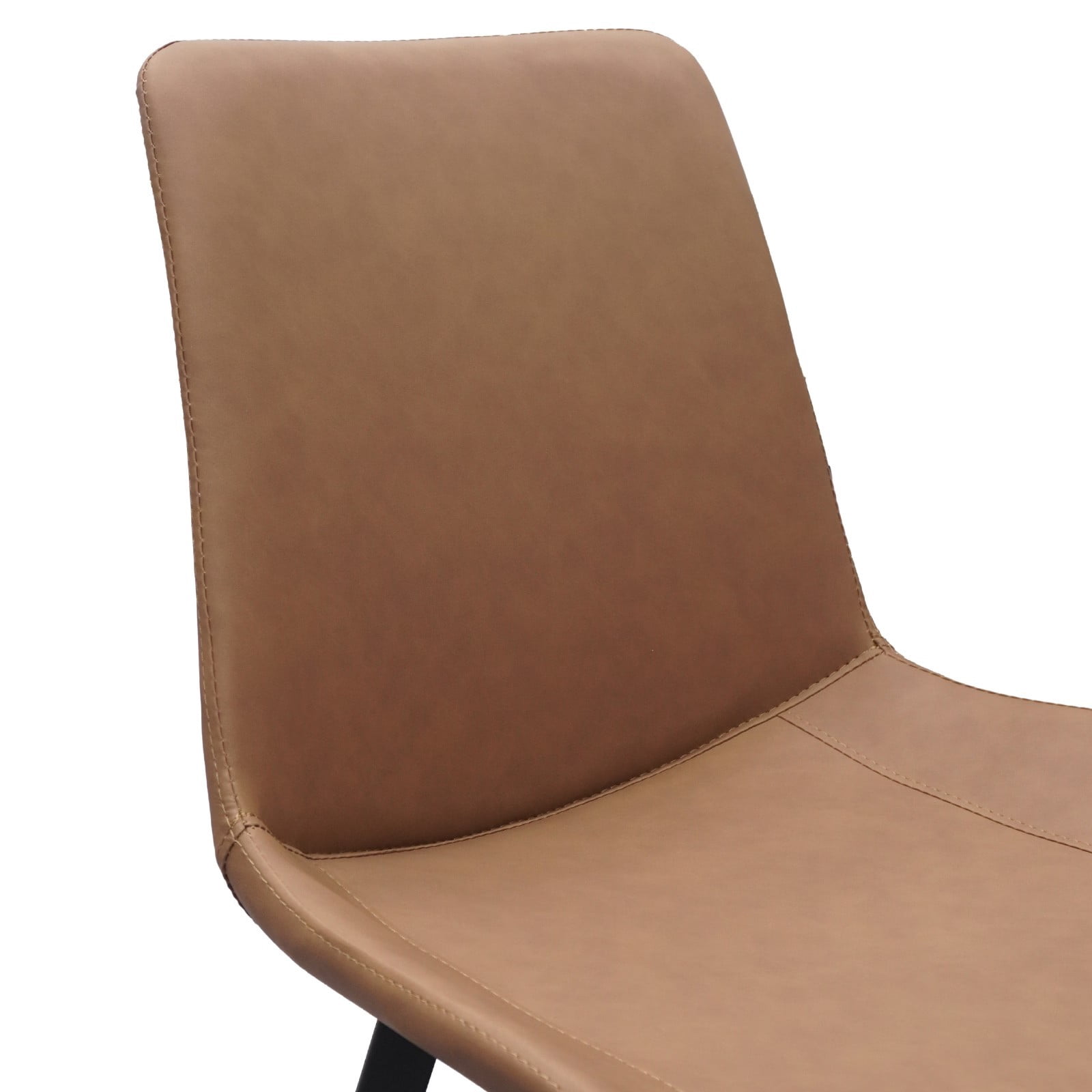 Brown PU Leather Dining Chairs Set of 2, Modern Upholstered Kitchen Chairs with Metal Legs, Armless Side Chairs for Dining Room, Restaurant, Living Room & Meeting Room