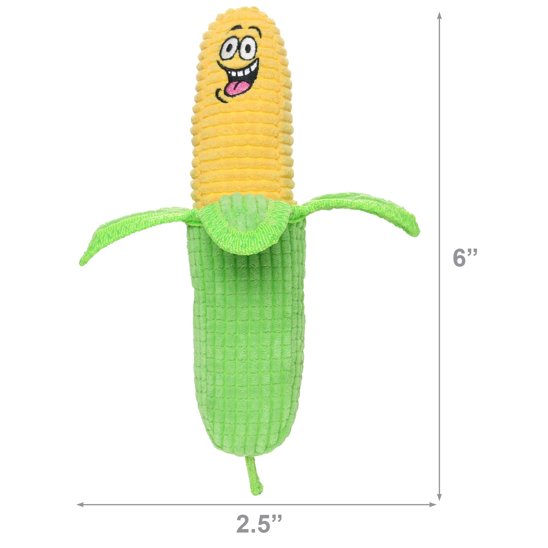 Tuffy Funny Food Corn 2 in 1 Durable Plush Squeaky Dog Toy, 2-Pack