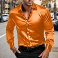 thumbnail image 2 of VSSSJ Men's Button Down Shirt Vintage Solid Color Long Sleeve Lapel Collar Casual Shirt Comfortable Regular Fit Business Shirt Top‌s Orange XXXXL, 2 of 9