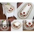 thumbnail image 3 of PENGXIANG Vintage Embroidered Rose Cutwork Tablecloths Oval Table Cover Table Cloth Wedding Party Decor Satin Fabric Tablecloth, 3 of 6