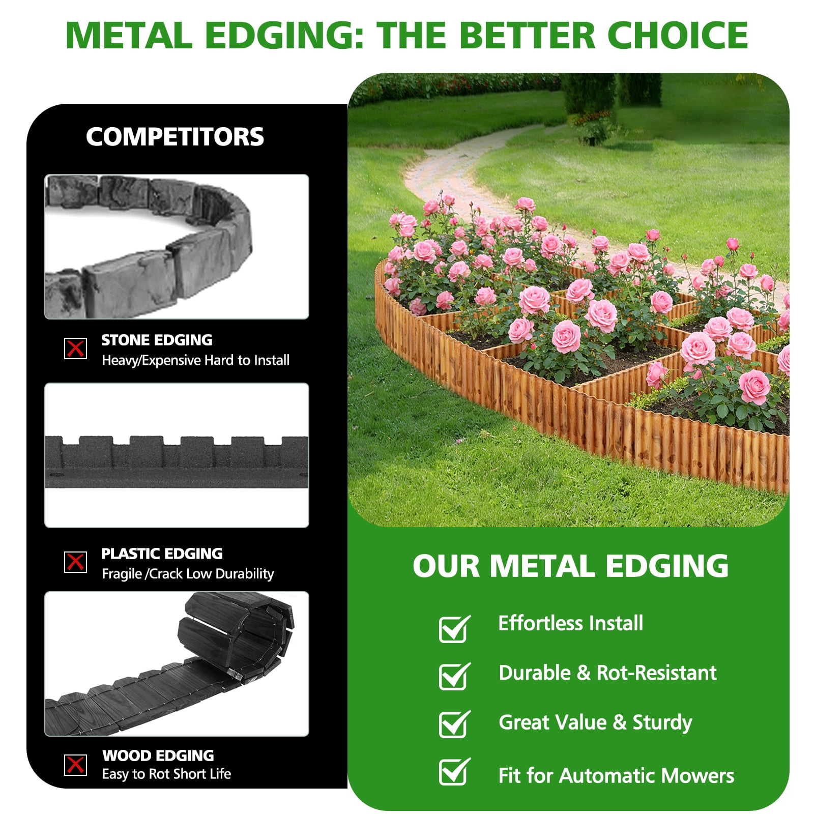 ROMUCHE Corrugated Garden Edging 12" x 50Ft, Flexible Metal Landscape Edging Border for DIY Flower Beds Lawn Yard Tree Surrounds Driveway