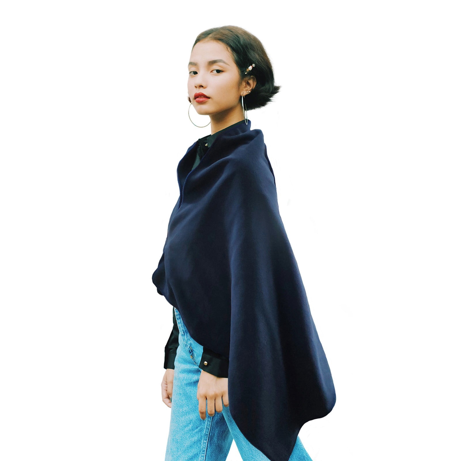 Wearable Heated Blanket, Soft Cozy Heating Wrap Poncho Knit Shawl, Zippered Wrap Warming Blankets Winter Xmas Birthday Gifts, E