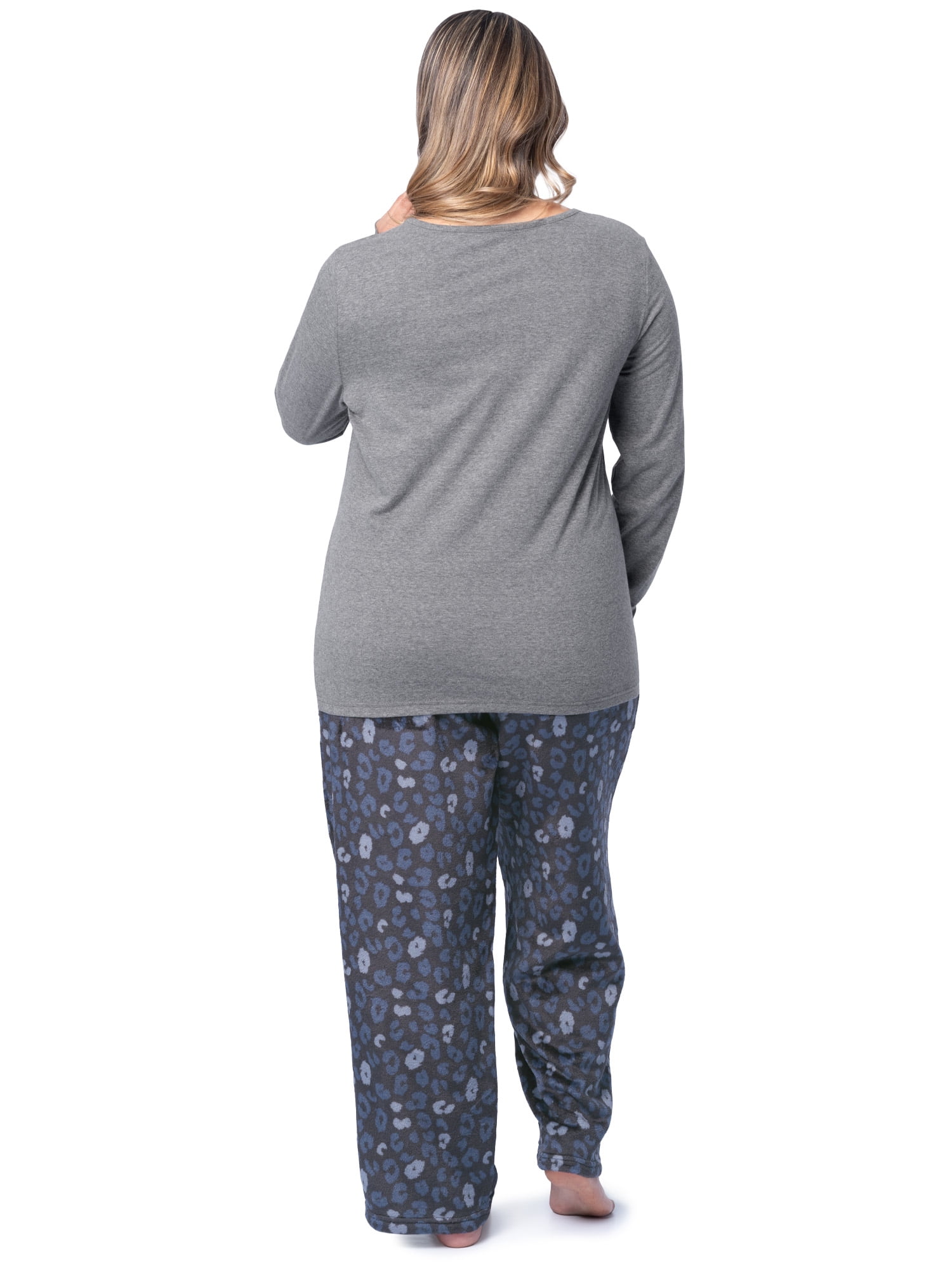 Fruit of the Loom Women's Beyond Soft Long Sleeve Top & Fleece Bottom Pajama Set, Sizes S-4X