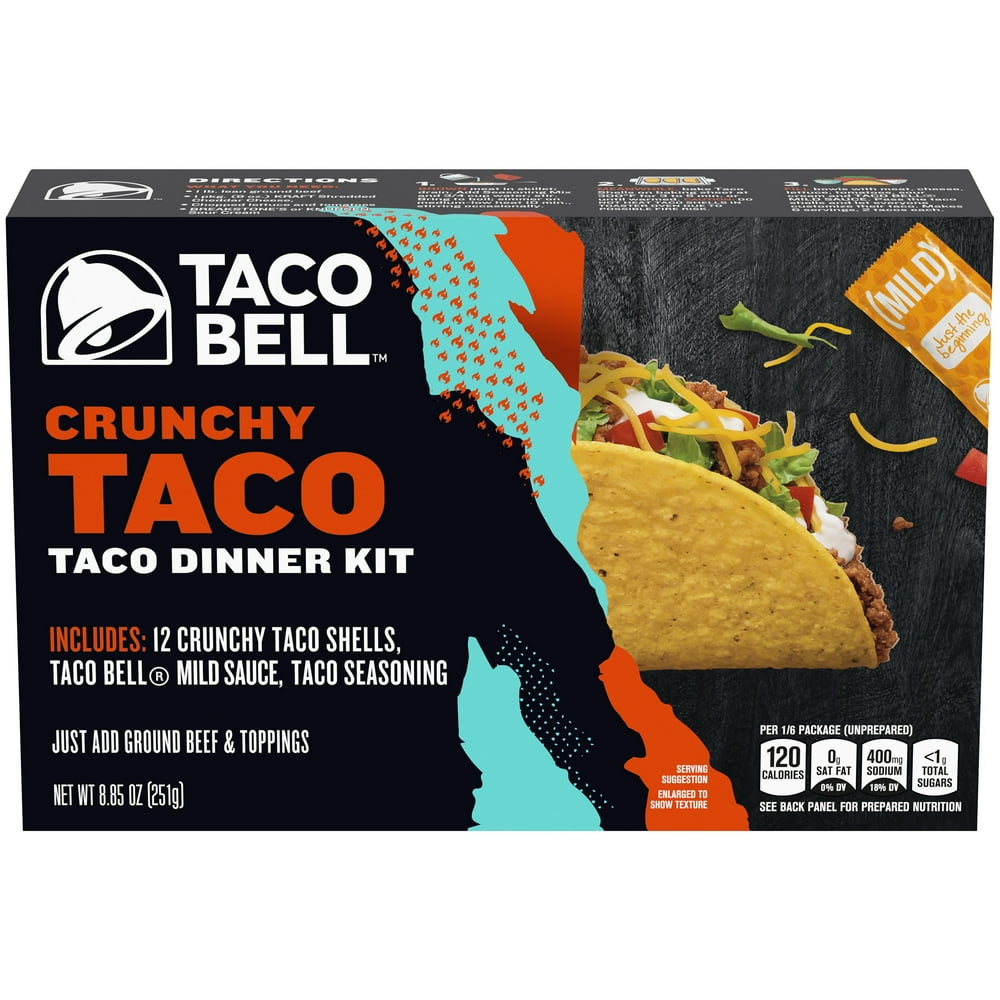 Taco Bell Crunchy Taco Dinner Kit with 12 Crunchy Taco Shells, Taco