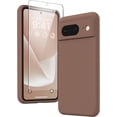 thumbnail image 1 of KOMI for Google Pixel 8 Case, Liquid Silicone Case with 2X Screen Protectors, Full Body Protective Cover, Shockproof, Slim Phone Case, Anti-Scratch Soft Microfiber Lining 6.2", Brown, 1 of 5