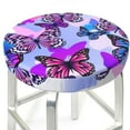 thumbnail image 3 of Xecao's Flying Butterflies Print Stool Covers offer stylish, washable protection for PU round bar stools, perfect for home or commercial use., 3 of 7