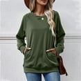 thumbnail image 6 of Felirenzacia Women's Sweatshirt with Side Pockets, Hatless Round Neck Solid Color Raglan Casual Loose Pullover Top, S-XL, 6 of 6