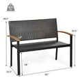 thumbnail image 2 of Gymax Set of 2 Patio Wicker Bench All Weather Rattan Chair Loveseat w/ Acacia Armrest, 2 of 10