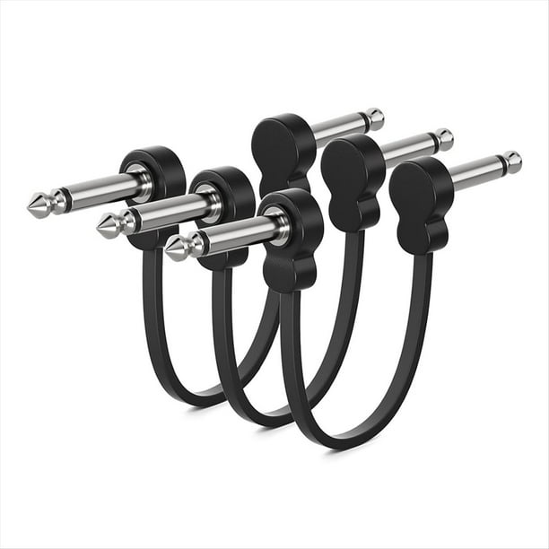 Paquete de 3 Cables de Conexión para Guitarra, Cable de Conexión Plano en Ángulo Recto para Pedalera, Accesorios para Pedales de Guitarra.