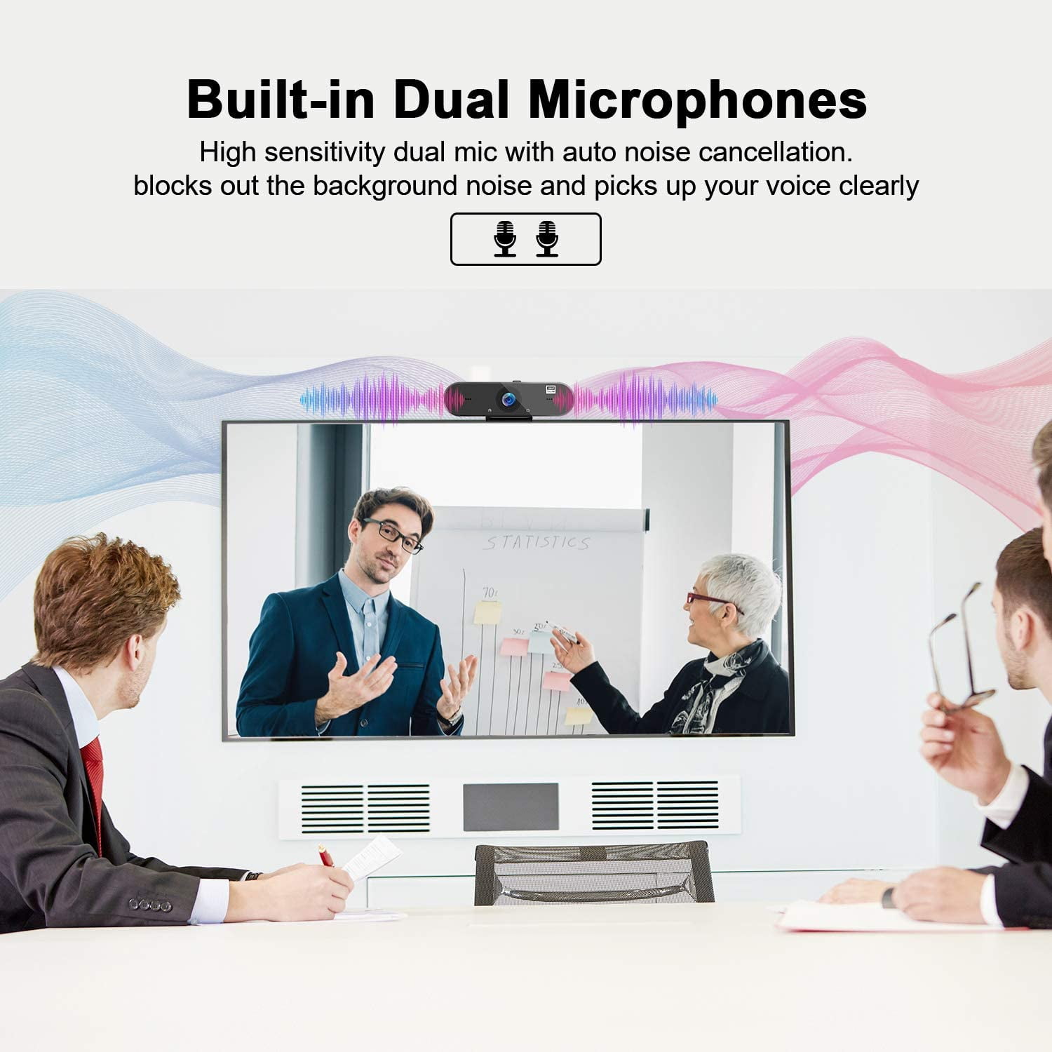 Webcam with Microphone,Portable 1080P Full HD Streaming Webcam with Wide Angle, Auto Noise Cancellation and Privercy Cover USB Webcam for Desktop/Laptop/Computer