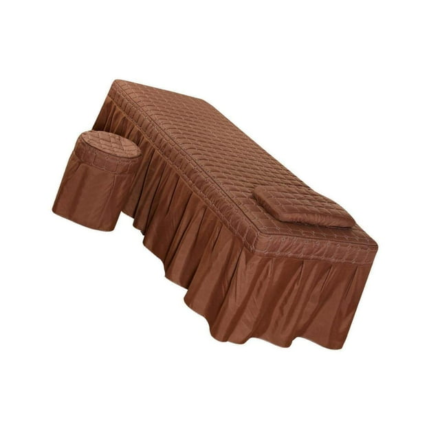 pitrice Soft Beauty Massage Bed Sheet With Pillowcase and Stool Cover Coffee