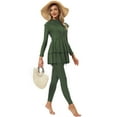 thumbnail image 4 of IBTOM CASTLE Modest Muslim Islamic Long Sleeve Burkini for Women Full Cover Swim Rashguard Hijab Swimsuit Bathing Suit 4XL Green, 4 of 7
