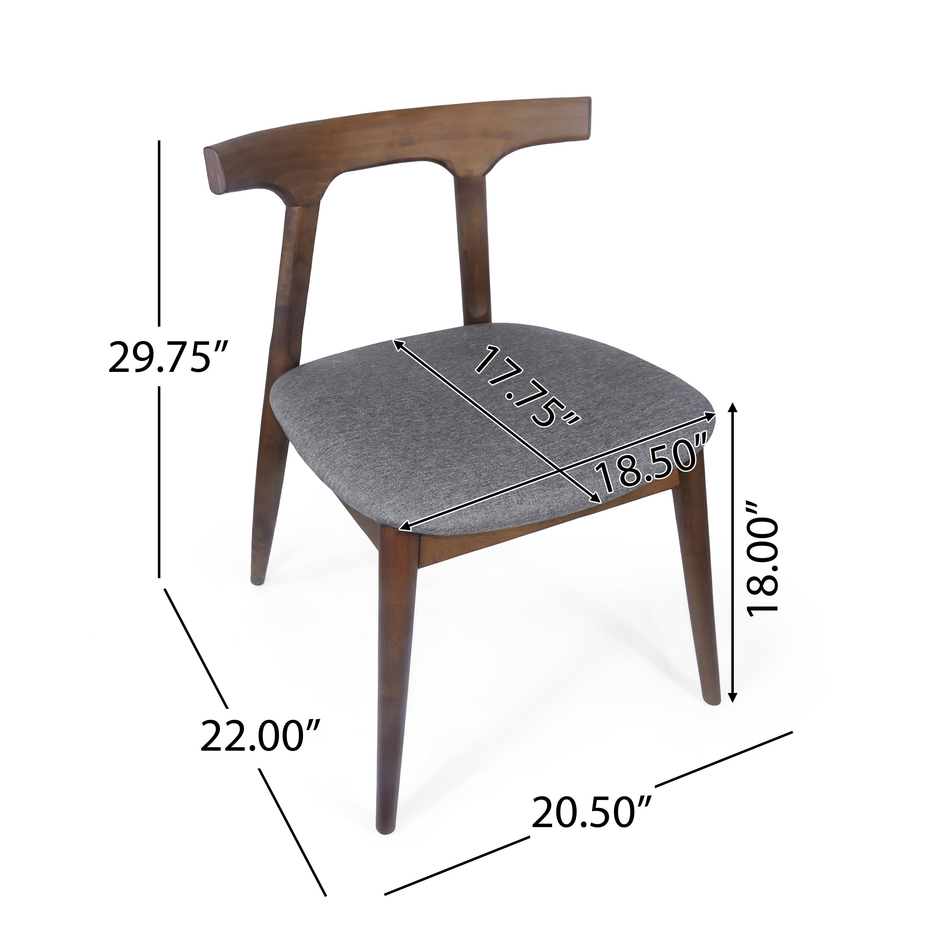 EUROCO Solid Wood Dining Chairs Set of 2, Modern Minimalist Accent Chair Armless,Side Chair for Kitchen Living Room
