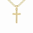 thumbnail image 1 of Collar c/Dije Cruz Minimalista chapado en oro 18K p/ mujer, cadena eslabones cubanos planos, hipoalerg., antideslustre, protección de fe, delicado p/ uso diario, collar de clavícula, regalo, 1 of 5