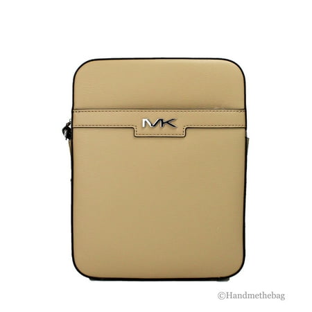 Michael Kors Cooper Medium Camel Crossgrain Leather Flight Crossbody Bag
