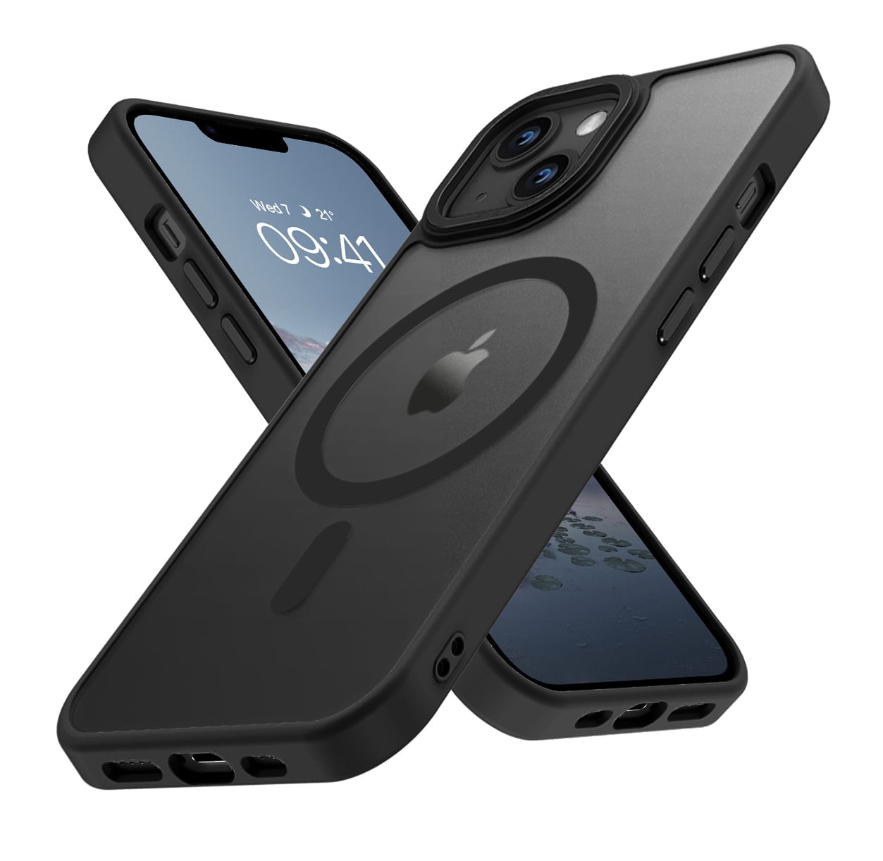 BENTOBEN Case for Iphone 13/14, 6.1" Slim Translucent Matte Magnetic Shockproof Cover, Black