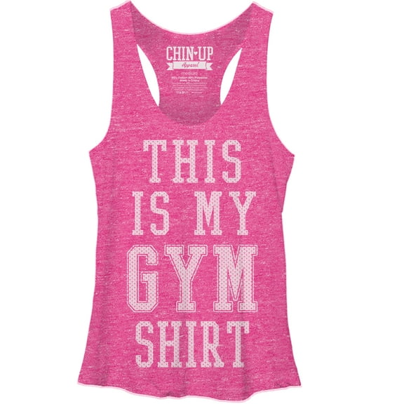 Women's CHIN UP My Gym Shirt Racerback Tank Top Pink Heather Large