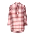 thumbnail image 4 of Raeneomay Long Sleeve Shirts for Women Button Down Lattice Print Summer Linen Shirt With Round Neck Shirts, 4 of 6
