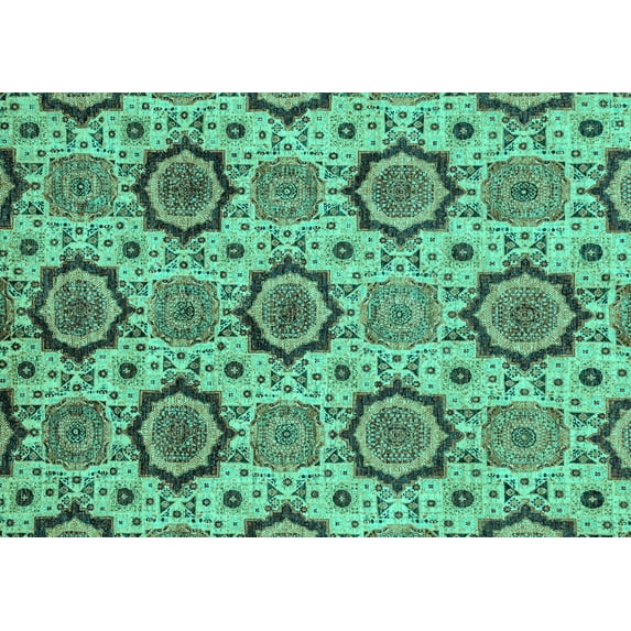 Ahgly Company Indoor Rectangle Abstract Turquoise Blue Modern Area Rugs, 6' x 9'