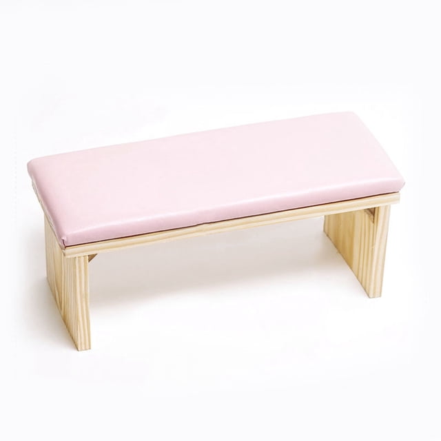 Reposabrazos para uñas de estilo japonés, suave piel sintética, doble capa de madera, para manicura, cojín de mesa, color rosa
