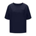 thumbnail image 4 of womens tops short sleeve summer Elbow Length Sleeve Coop Neck T-Shirts Casual Loose Comfy Lightweight Trendy Basic Shirts with Pocket, 4 of 7