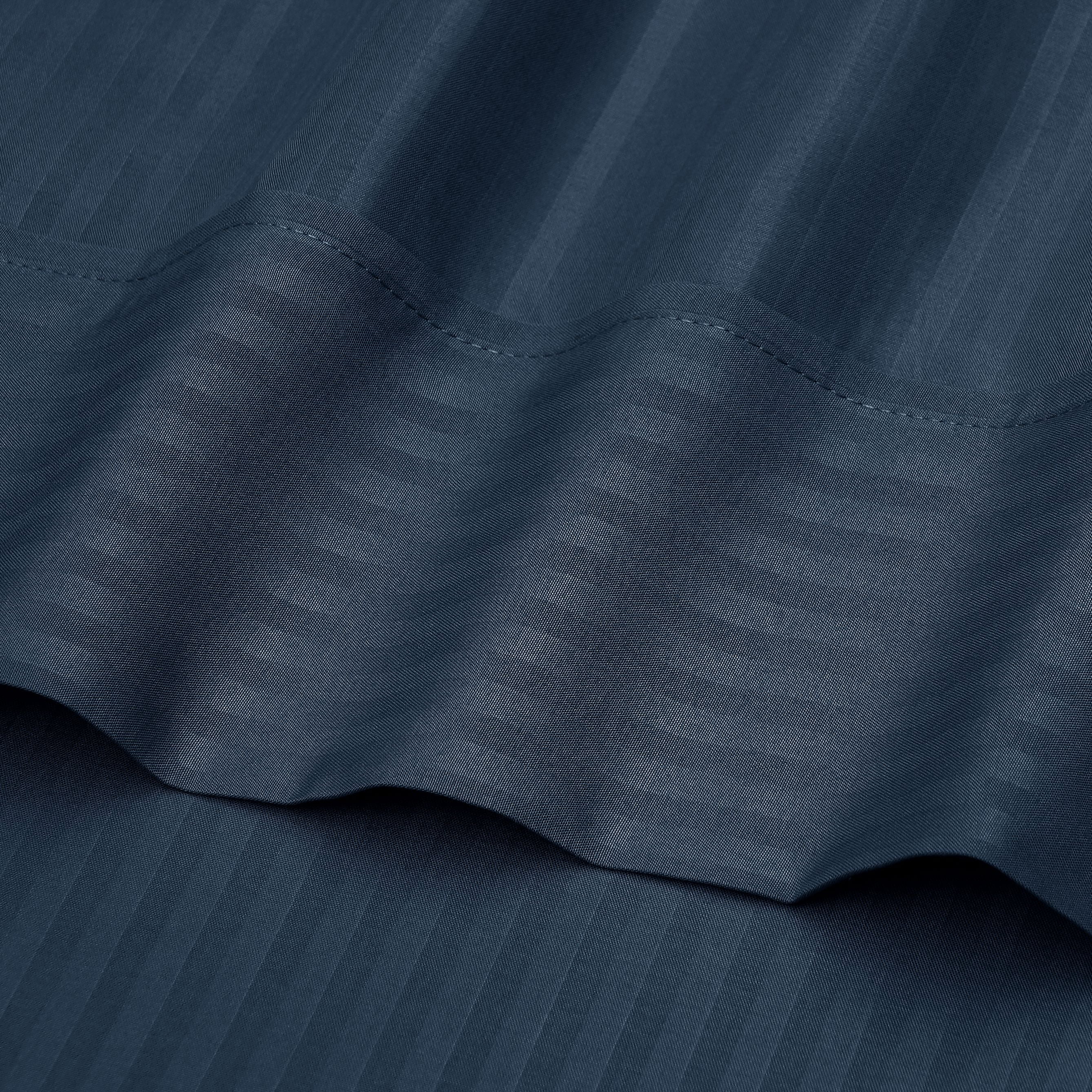 Mainstays Super Soft Brushed Microfiber Bed Sheet Set, Navy Blue Embossed Stripe, King, 4 Piece