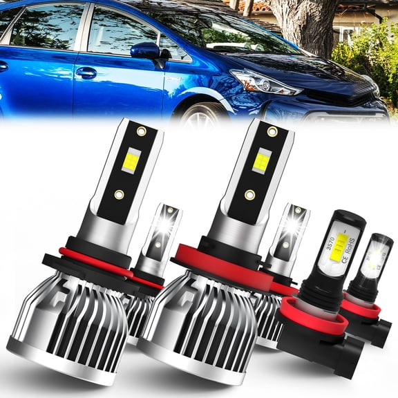 LZYMAXDM For Toyota prius V 2012-2018 LED Headlight 9005 H11 High/Low Bulbs  H11 Fog light Bulbs Combo Kit 6pcs,Easy Plug-N-Play Installation,6000K Pure White,IP68 Waterproof,Replacement