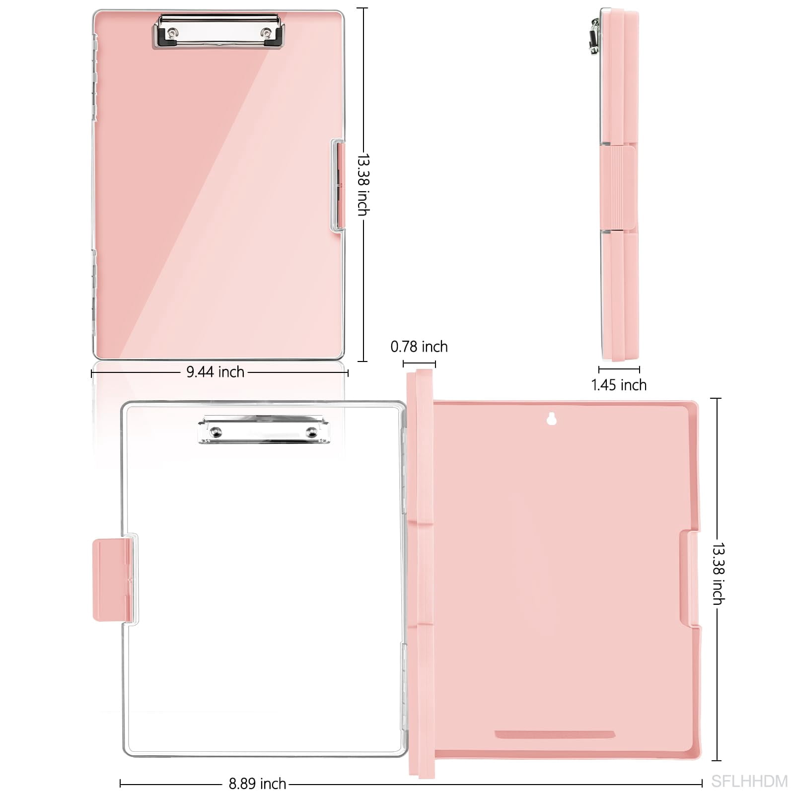 Clipboard with Storage,Heavy Duty Clip Boards 8.5x11 with 2 Storage Case,Clear Visible Top Panel Storage Clipboards,Side Opening Clip Boards,Nursing Clipboard Folder Case for Office Supplies-Purple