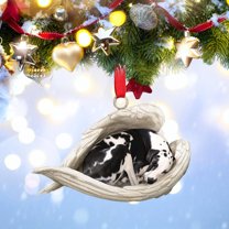 Christmas Dog Angel Ornament - 2D Acrylic Flat Dog Angel Pendant, Hanging Decoration for Christmas Tree Whimsical Holiday Gift for Dog Lovers