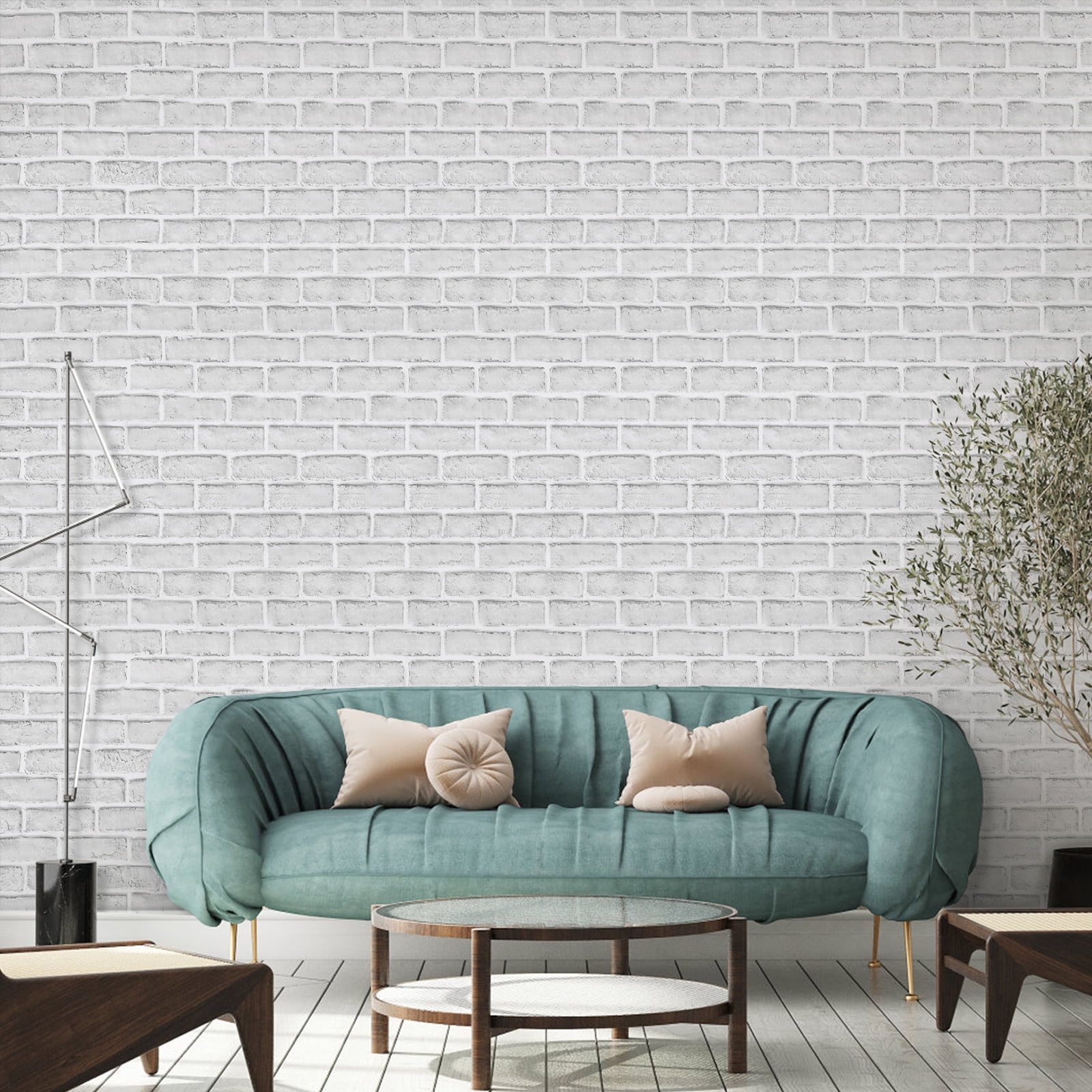 UMIGGEE 17.7-in X 393.7-in Gray/White Brick Wallpaper Peel and Stick Removable Wall Paper Self-Adhesive Brick Backsplash Wallpaper fot Funiture Home Decoration