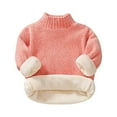 thumbnail image 2 of Lilgiuy Little Boys Girls Sweater Casual Solid Color Long Sleeve Pullover Turtleneck Sweater Plush Thickened Fall Winter Clothes for 3-14Y, 2 of 3