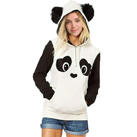Fancyleo Women Sweatshirt Panda Pullovers Cute Bear Ear Hoodie