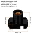 thumbnail image 2 of Uxcell Screw In E12 Mini Bulb Holder Beads Lamp Bases Socket Lighting DIY Accessories Black 3 Pack, 2 of 4