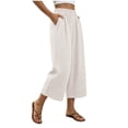 thumbnail image 6 of Aimik Women's Elastic Waist Cropped Cotton Pants Loose Casual Culottes Breathable Comfortable Summer Bottoms, 6 of 6