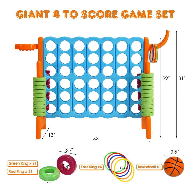 Chateauy 2.5 Feet 4-to-Score Giant Game Set – Large-Sized Tossing & Ring Toss Outdoor Activity for Family, Lawn, Backyard, Party, BBQ, and Beach