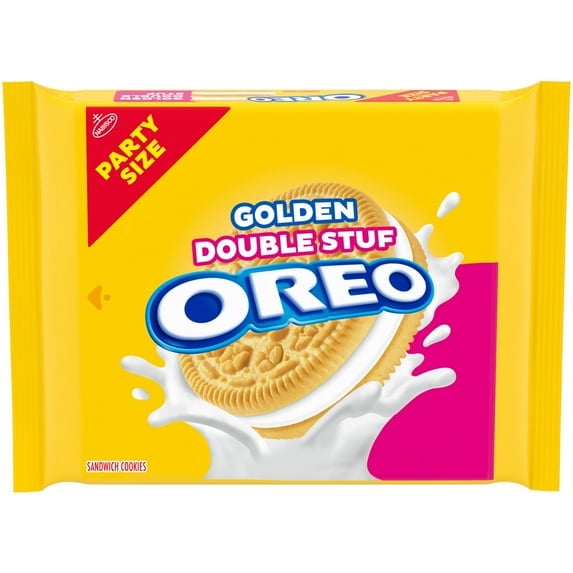 OREO Double Stuf Golden Creme-Filled Sandwich Cookies, Party Size, 24.95 oz With Olive Green Bowl By ValueNest