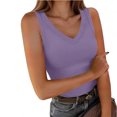 thumbnail image 6 of Ribbed Tank Top for Women Sleeveless V Neck Fitted Basic Top Soft Stretch Casual Slim Fit Solid Color Summer Layering Shirt for Daily Wear Gym Workout,Purple XL, 6 of 6