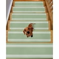 thumbnail image 2 of Sage Green Stair Treads for Wooden Steps Indoor Runner Rug Carpet, Farmhouse Sage Green White Striped 4 Pieces Peel and Stick Staircase Step Treads Covers Washable Throw Door Mats, 30"x8", 2 of 5