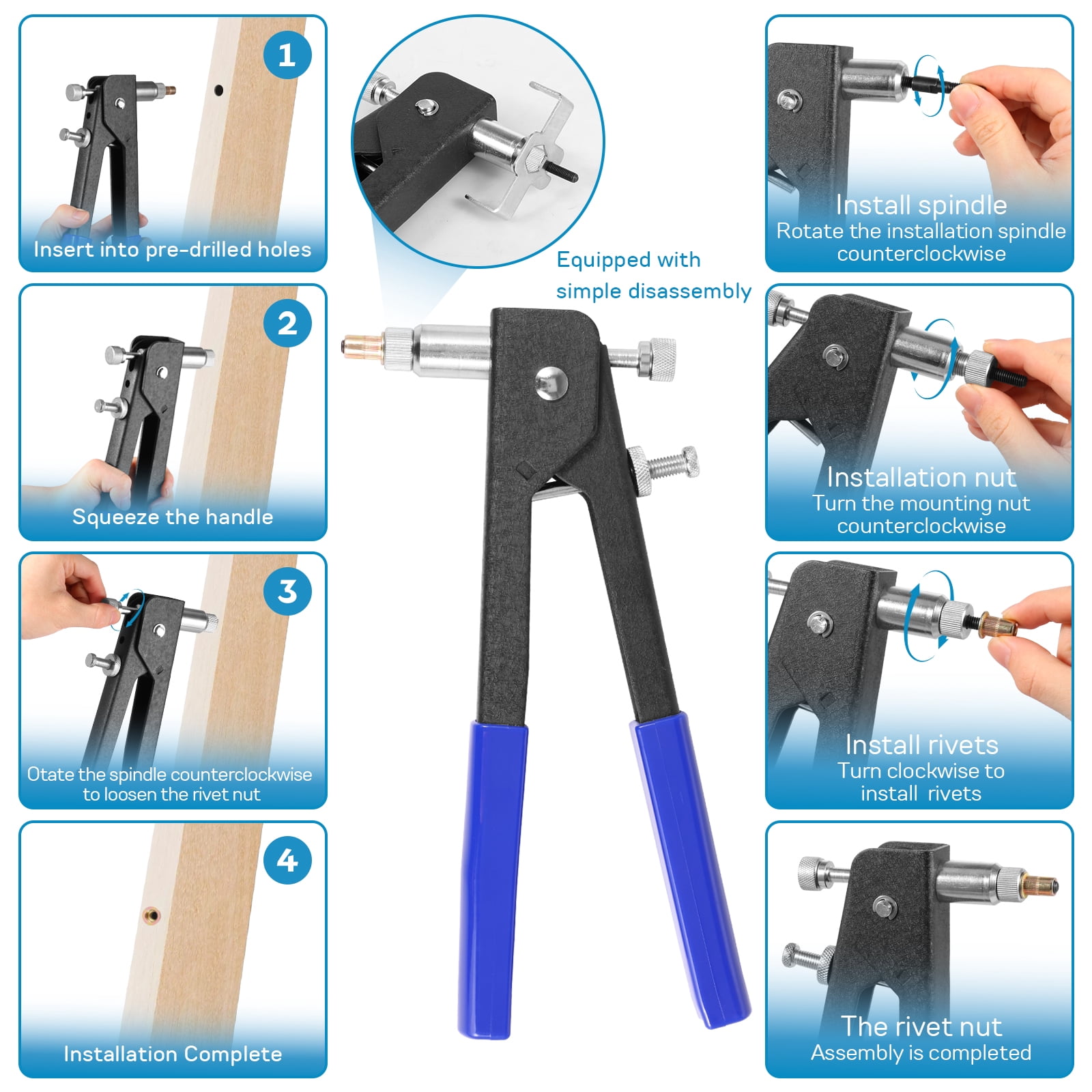 430Pcs Rivet Nut Tool Kit M3 M4 M5 M6 M8 Alloy Steel Rivnut Set for Automotive Aviation and Construction Application