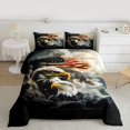 thumbnail image 2 of Castle Fairy Animal Eagle Bedding Comforter Set 2pcs for Adults Female Men,Vintage American Flag Twin Comforter Sets Microfiber,Mountain Sea Breathable Bedding Set,Microfiber Bedroom Decor, 2 of 8