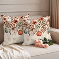 thumbnail image 2 of Orange Teal Fall Pumpkins Outdoor Waterproof Pillow Covers, Weeping Botanical Thanksgiving Retro Decorative Square Throw Pillowcase Sofa Cushion Sham for Patio/Couch/Chair, 16"x16" 2 Pack, 2 of 8