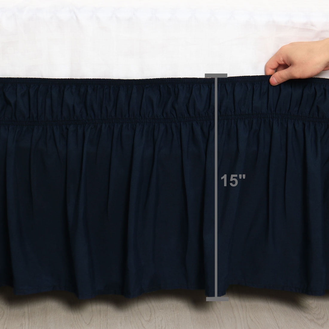 suxuMhao Bed Skirts - 15in Drop Dust Ruffle, Fits King Bed 78*80in, King Bed Skirts,Soft polyester Bed Skirt, Easy Install Bed Skirt for Bedroom, 1 Piece Dark Blue bed skirt for Home