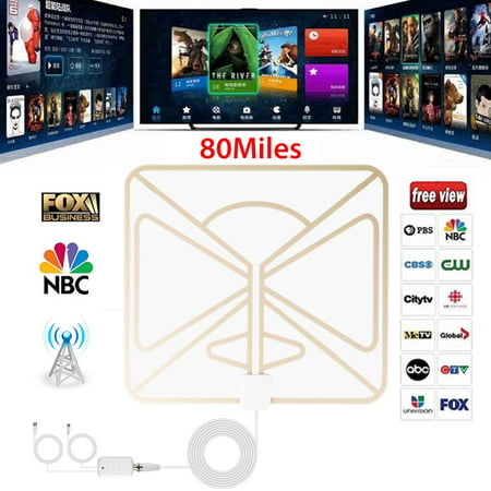 EEEkit [Newest 2019] Amplified HD Digital TV Antenna Long 50~80Mile Range – Support 4K 1080p and All Older TV's Indoor Powerful HDTV Amplifier Signal Booster - 18ft Coax