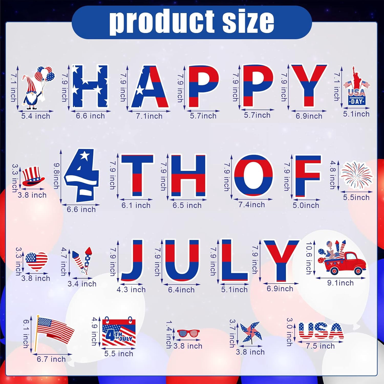 26 Pieces 4th of July Garage Door Magnets Patriotic Garage Door Decoration Independence Day Magnet Decals Flag Truck Gnome Refrigerator Magnetic Stickers for Memorial Day Party Supplies