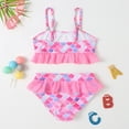 thumbnail image 3 of Gyratedream Toddler Baby Girls 2 Piece Tankini Sets Kids Quick Dry Mermaid Fish Scales Print Bathing Suit Suspender Swimwear Family Swimsuits Matching Set for 2 Years-X-Large, 3 of 8