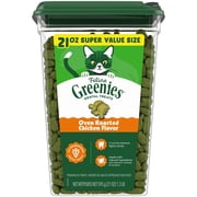 Greenies Feline Oven Roasted Chicken Flavor Adult Natural Dental Cat Treats, 21 oz Tub