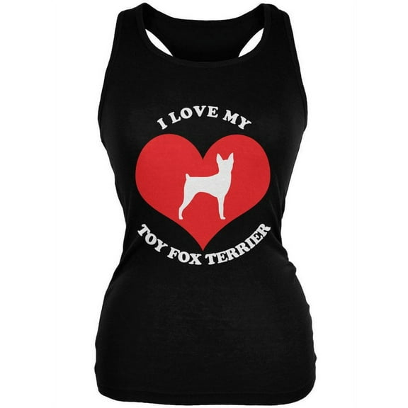 Valentines I Love My Toy Fox Terrier Black Juniors Soft Tank Top