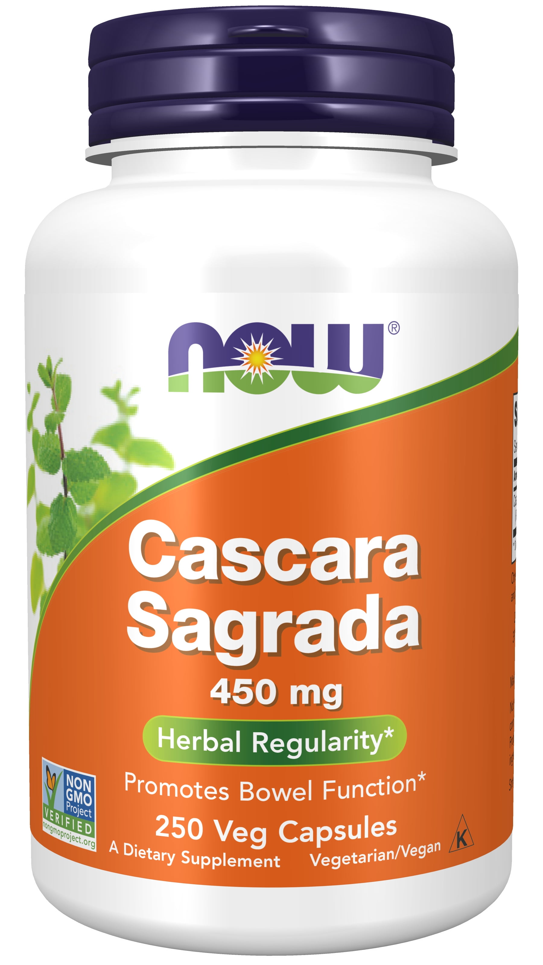 NOW Supplements, Cascara Sagrada (Rhamnus Purshiana) 450 mg, Herbal Regularity*, 250 Veg Capsules