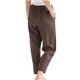 thumbnail image 4 of WILLBEST Pantalones Casuales elegantes para Mujer, Cintura Elástica, Pantalones Tobilleros de Lino Liso con Bolsillos para Uso Diario Extra Grande, 4 of 6